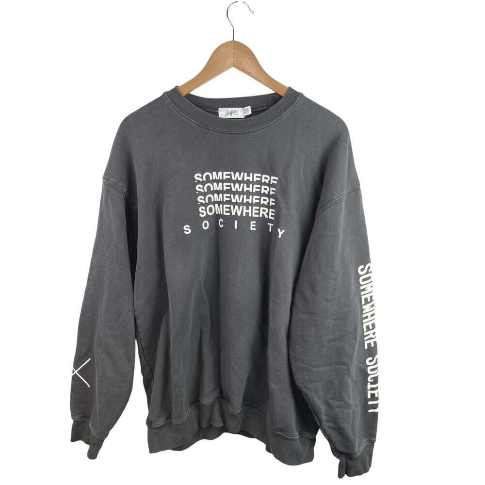 Mayfair The Label Mens Gray Somewhere Society Graphic Pullover Sweatshirt Top OS